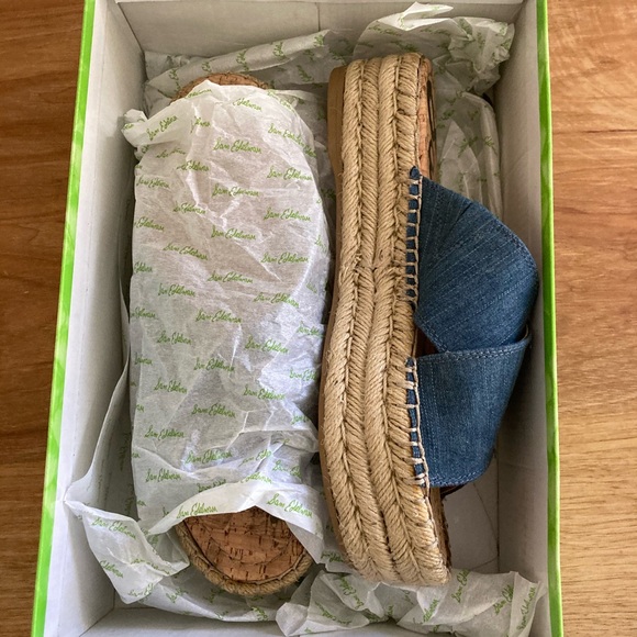 Sam Edelman, denim espadrilles slides.Rare style 6.5 Brand NIB - Picture 8 of 10